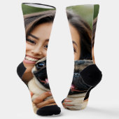 Add Pug Photo Personalize Customize Sokken (Gebogen)