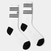 Add TWO Names Black Stripes on White Socks Sokken (Rechts)
