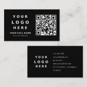 Add Your Custom Logo & Qr Code Professional Black Visitekaartje (Voorkant / Achterkant)