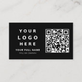 Add Your Custom Logo & Qr Code Professional Black Visitekaartje (Voorkant)
