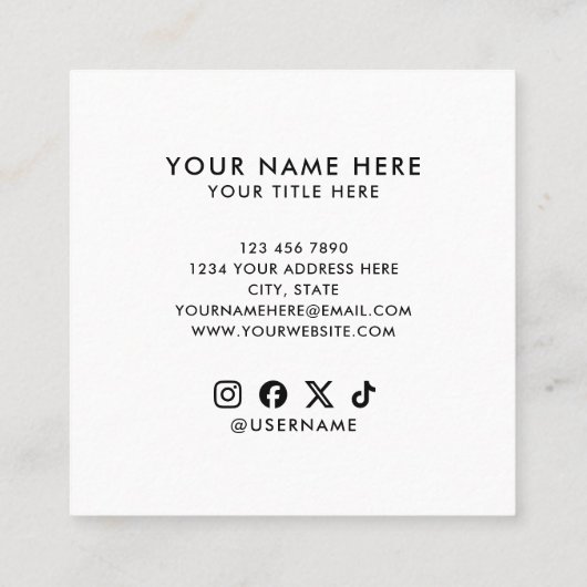 Add Your Custom QR Code Logo Professional White Vierkante Visitekaartje (Achterkant)