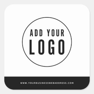 Add Your Logo and Website Address Contrast Colors Vierkante Sticker