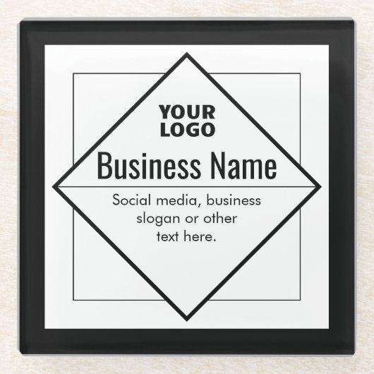 Add Your Logo Customizable Template Glazen Onderzetter (Voorkant)