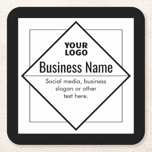 Add Your Logo Customizable Template Vierkante Kartonnen Onderzetter (Voorkant)