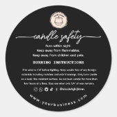 Add your Logo Elegant Black Candle safety Label (Voorkant)