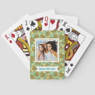 Add Your Name Anchor And Shells In Vintage Style Pokerkaarten