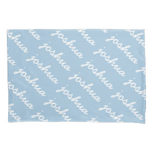Add-Your-Name Blue Cursive Name Pillow Hoesje Kussensloop