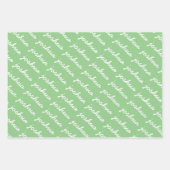 Add-Your-Name Blue | Groene cursieve naam Inpakpapier Vel (Voorkant 3)