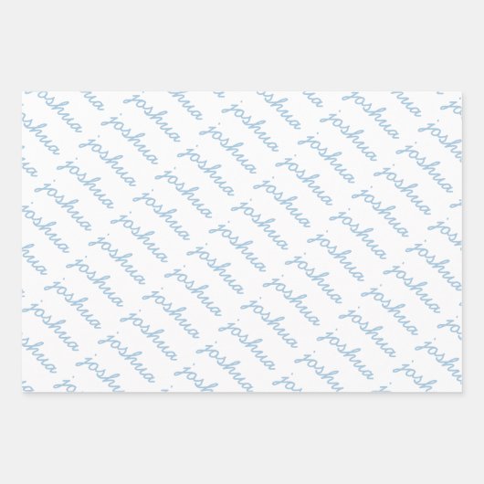 Add-Your-Name Blue | Groene cursieve naam Inpakpapier Vel (Voorkant 2)