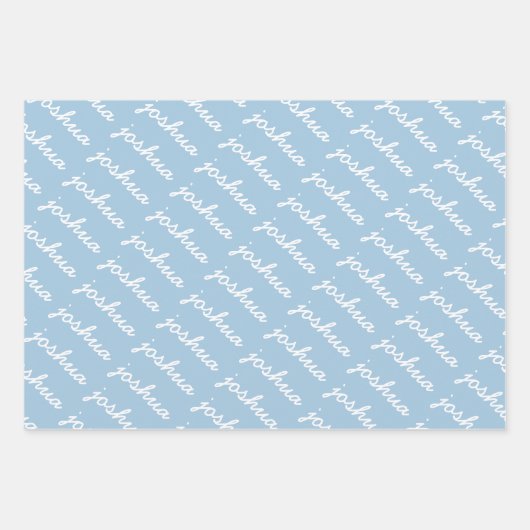 Add-Your-Name Blue | Groene cursieve naam Inpakpapier Vel (Voorkant)