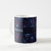 Add Your Name Floral Outline Blue & Purple Pattern Koffiemok (Voorkant links)
