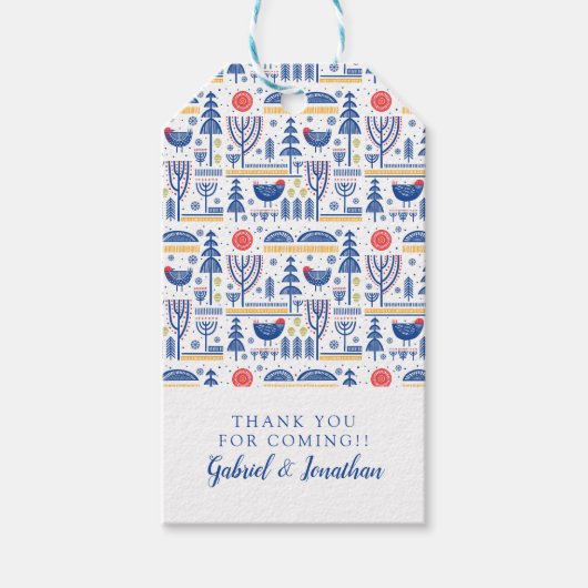 Add Your Name | Folk Art Winter Bird Pattern Cadeaulabel (Voorkant)