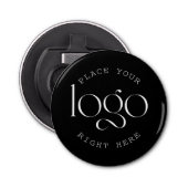 Add Your Own Custom Business Logo Modern Black Button Flesopener (Voorkant)