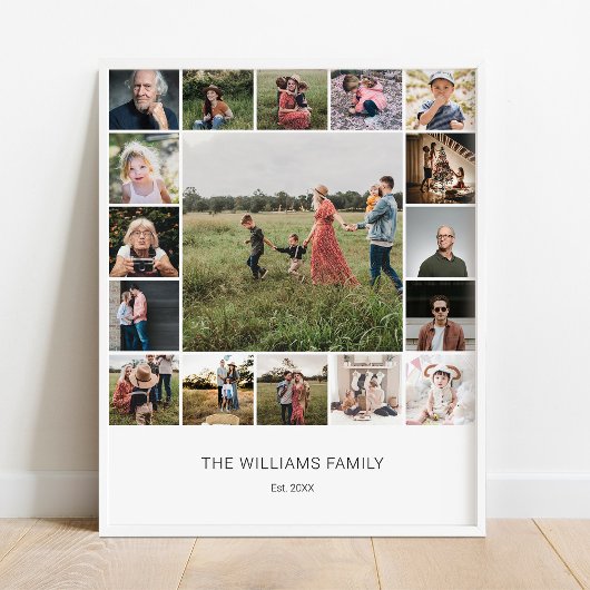 Add Your Own Custom Family 17 Photo Collage Poster