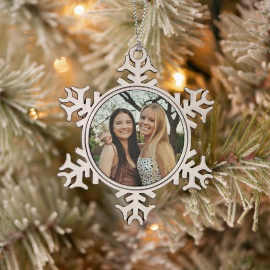 Add Your Own Custom Photo Tin Sneeuwvlok Ornament (Boom)
