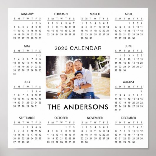 Add Your Own Family Photo 2026 Calendar |  Poster (Voorkant)