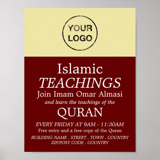 Add Your Own Logo, Islamic Teaching Advertising Poster (Voorkant)