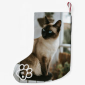 Add Your Own Photo Cat Pets Monogram Kleine Kerstsok (Achterkant)