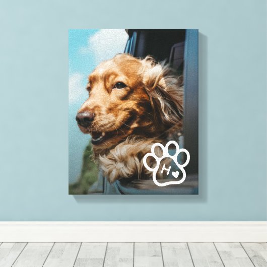 Add Your Own Photo Dog Pets Monogram Canvas Afdruk (Insitu (Houten vloer))