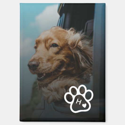 Add Your Own Photo Dog Pets Monogram Magneet (Voorkant)