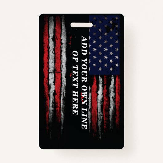 Add your own text on grunge American flag Badge (Voorkant)