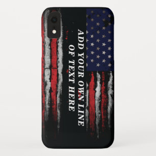Add your own text on grunge American flag iPhone XR Hoesje