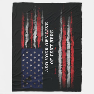 Add your own text on grunge American flag Fleece Deken