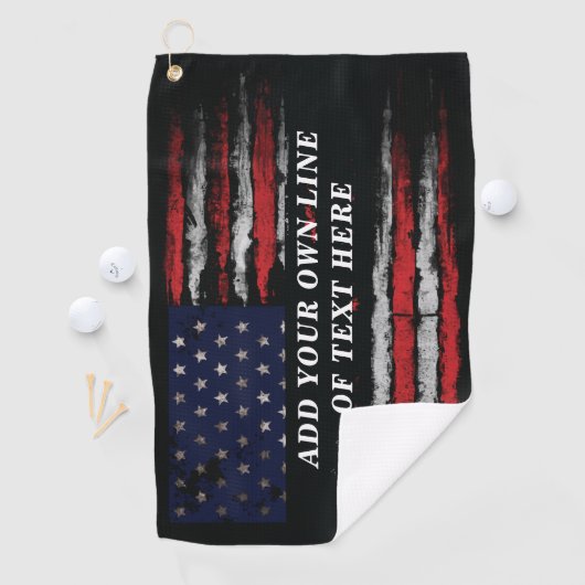 Add your own text on grunge American flag Golfhanddoek (Insitu)