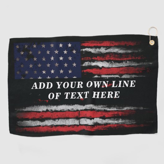 Add your own text on grunge American flag Golfhanddoek (Horizontaal)