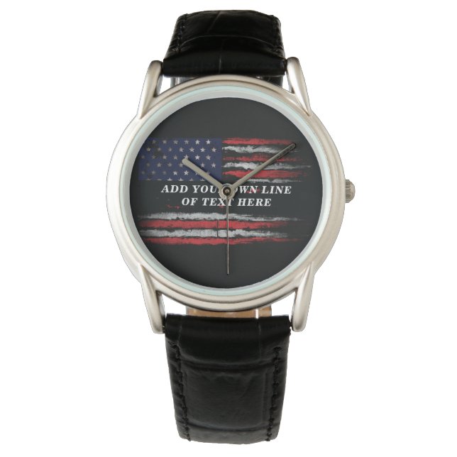 Add your own text on grunge American flag Horloge (Voorkant)