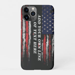 Add your own text on grunge American flag iPhone 11Pro Hoesje
