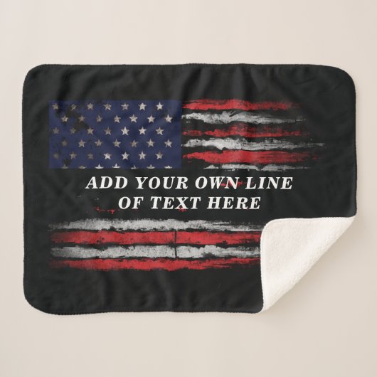 Add your own text on grunge American flag Sherpa Deken (Voorkant (horizontaal))