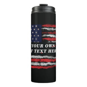 Add your own text on grunge American flag Thermosbeker