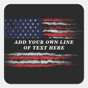 Add your own text on grunge American flag Vierkante Sticker