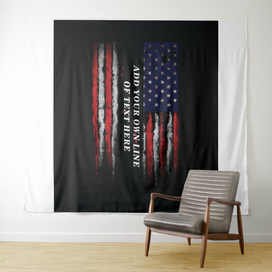 Add your own text on grunge American flag Wandkleed (In Situ (horizontaal))