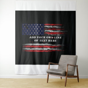 Add your own text on grunge American flag Wandkleed