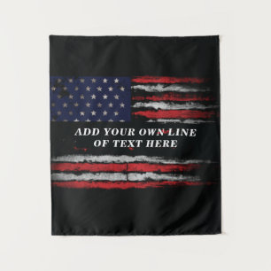 Add your own text on grunge American flag Wandkleed