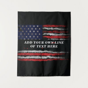 Add your own text on grunge American flag Wandkleed