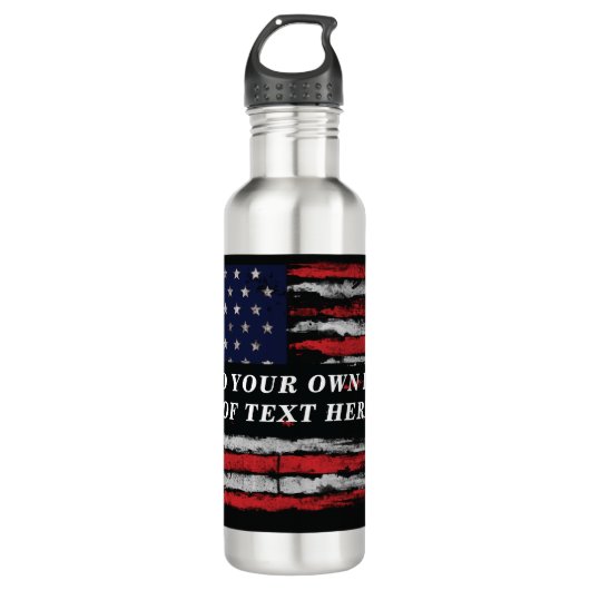 Add your own text on grunge American flag Waterfles (Voorkant)