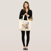 Add Your Photo and Text 2 Sided Customized Grote Tote Bag (Voorkant (model))