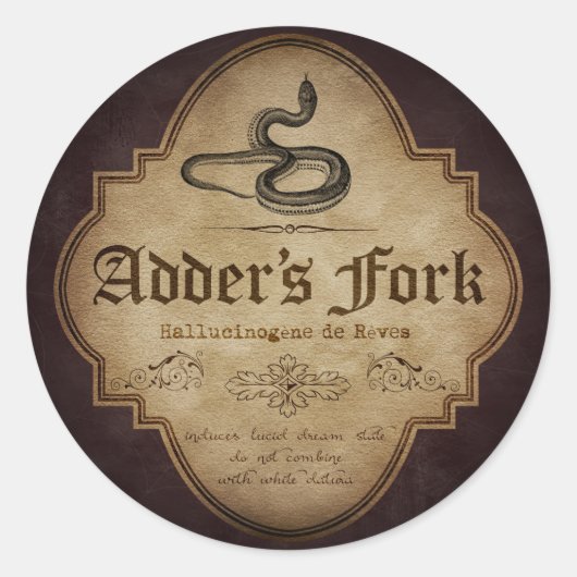 Adder's Fork Apothecary Ronde Sticker (Voorkant)