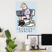 Addicatie voor computer, internet en sociale media poster (Thuiskantoor)