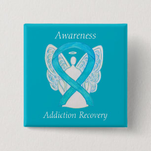 Addication Recovery Awareness Ribbon Angel Pin Vierkante Button 5,1 Cm