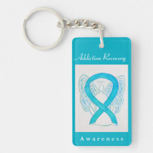 Addication Recovery Awareness Ribbon Angel Sleutel Sleutelhanger
