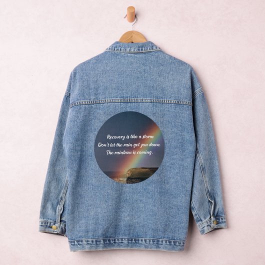 Addication Recovery Inspirerend Quote Rainbow Denim Jacket (Hangar)