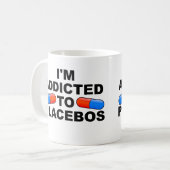 Addicé À Placebos Drôle Mug ou Mug Voyage (Devant gauche)