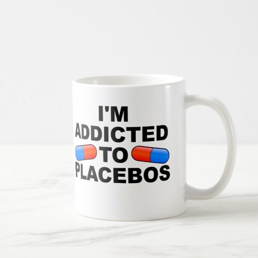 Addicé À Placebos Drôle Mug ou Mug Voyage (Droite)