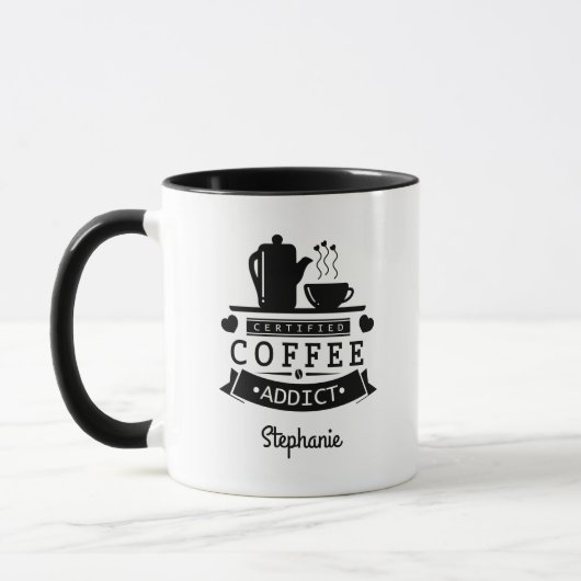 Addict Certifié Café Drôle Mug (Gauche)