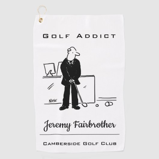 Addict de golf - Drôle Golf Cartoon Serviette de g (Devant)