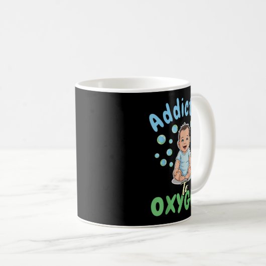 Addicted To Oxygen Baby Funny Bubbles Quote Gift Koffiemok (Voorkant rechts)